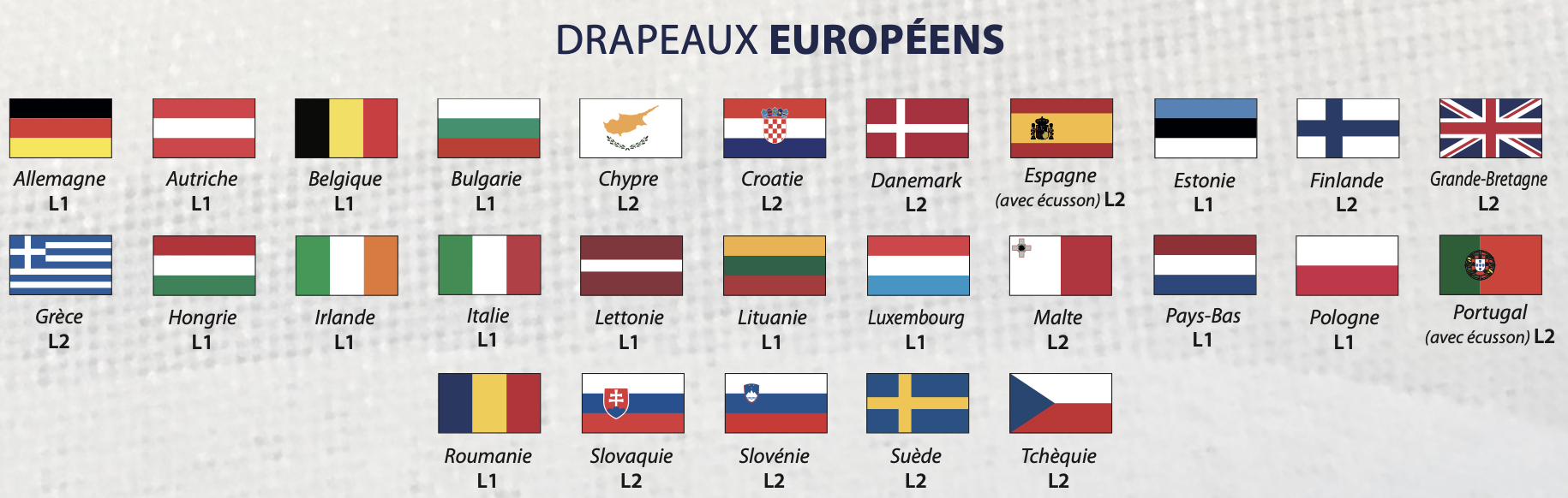 drapeaux de table pays européens en tissu